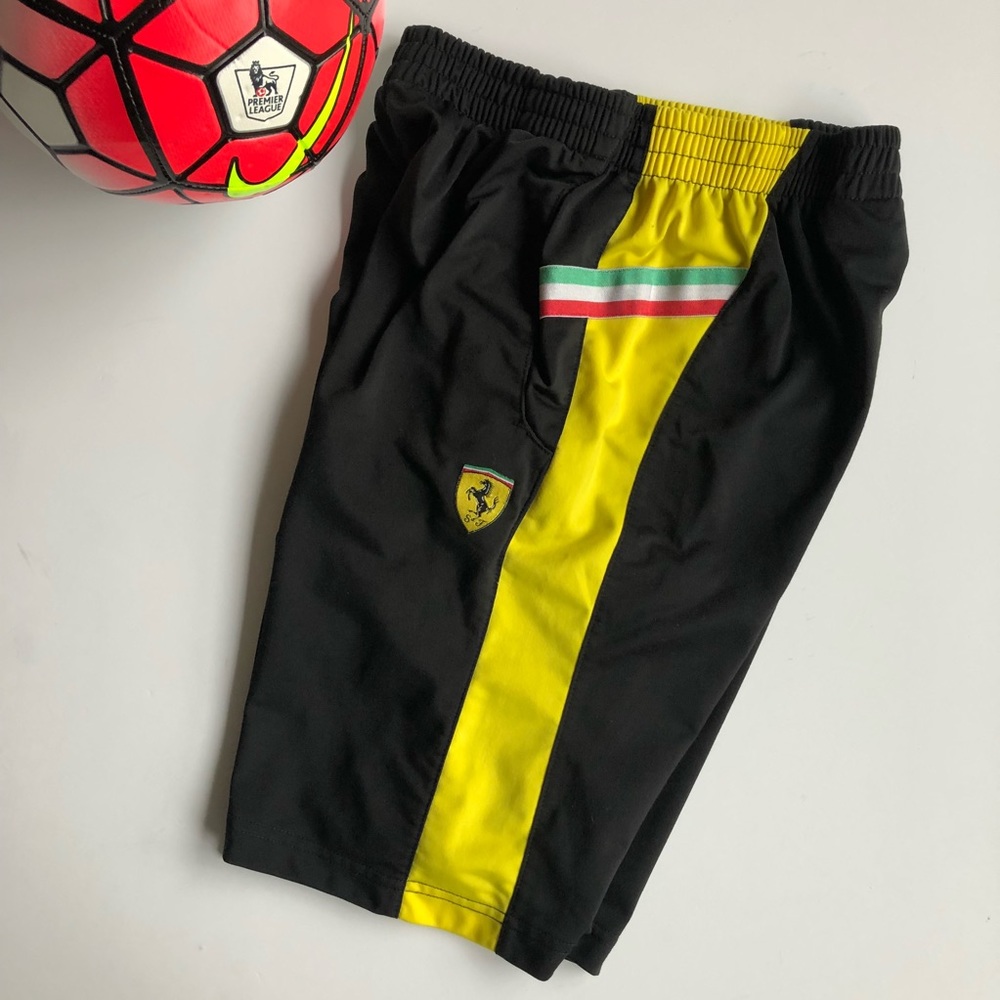 Ferrari Puma boys black & yellow shorts Medium